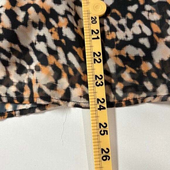 Roan + Ryan Animal Print Ruffle Neck Blouse | Sheer Flutter Sleeve Top | Size S - Picture 6 of 8
